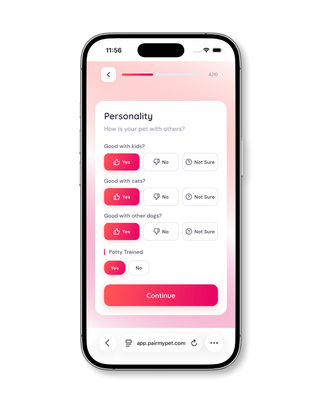 Describing your pet's personality and social compatibility on PairMyPet.